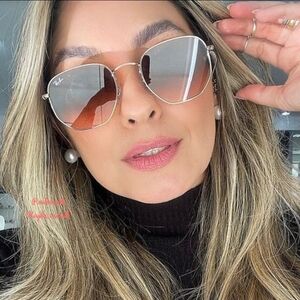 Ray-Ban Hexagonal Gradient Brown Lens RB3548N Gold Frame New